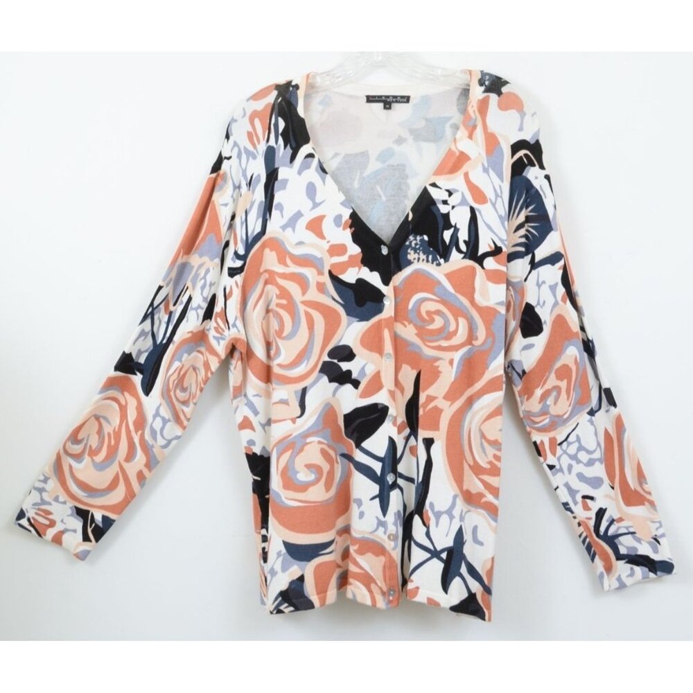 Pierri New York Artsy Floral Cardigan Sweater PLUS Size 1X Business Office